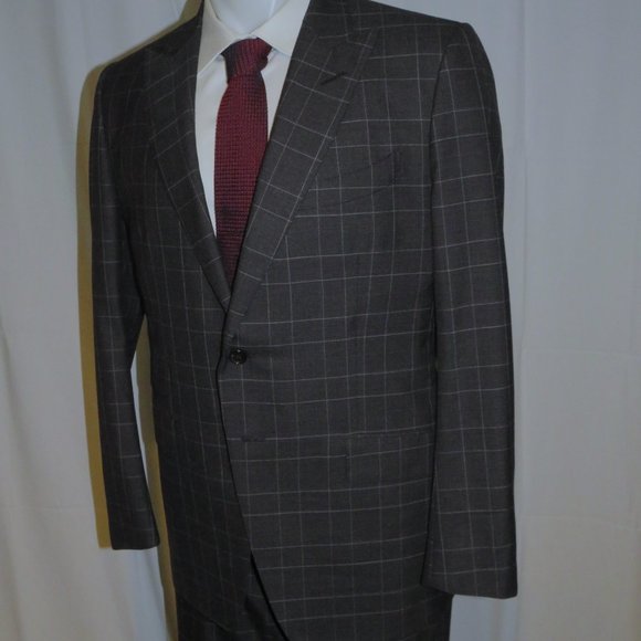 Tom Ford Fit Y O'Connor Current Gray Plaid Peak Lapel Two Button Suit 44R - Picture 7 of 16